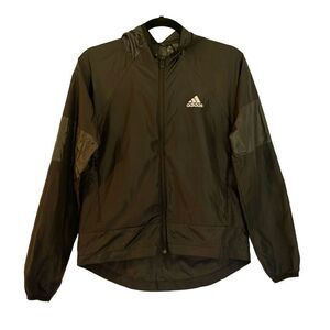 Adidas black hooded windbreaker jacket XS